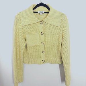 & Other Stories Chunky, Knit, Cropped Yellow Cardigan XS